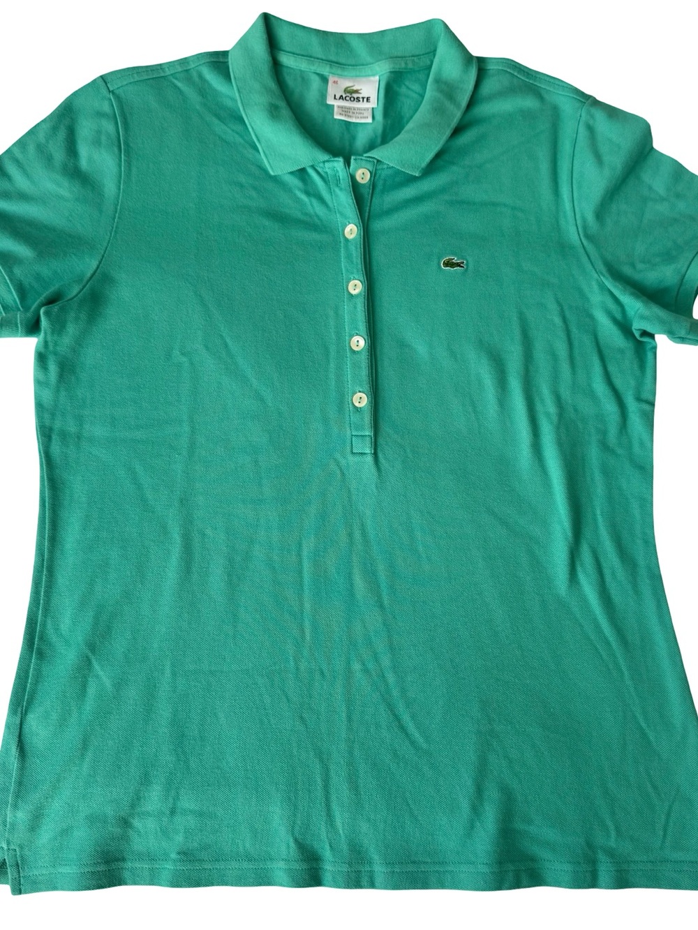 Lacoste Women’s Teal/Green Short Sleeve Stretch Piqué Polo Size 46/XL 4811L